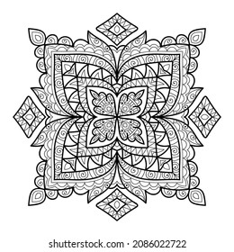 Decorative Mandala page zen tangle design colouring book page for adults vector illustration template Vintage, pattern, decorative, elements, Henna, Mehndi
