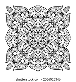 Decorative Mandala page zen tangle design colouring book page for adults vector illustration template Vintage, pattern, decorative, elements, Henna, Mehndi