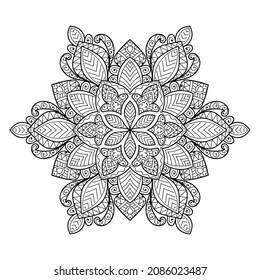 Decorative Mandala page zen tangle design colouring book page for adults vector illustration template Vintage, pattern, decorative, elements, Henna, Mehndi