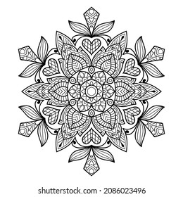Decorative Mandala page zen tangle design colouring book page for adults vector illustration template Vintage, pattern, decorative, elements, Henna, Mehndi