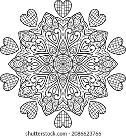 Decorative Mandala page zen tangle design colouring book page for adults vector illustration template Vintage, pattern, decorative, elements, Henna, Mehndi