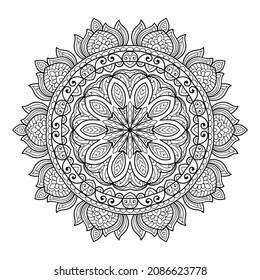 Decorative Mandala page zen tangle design colouring book page for adults vector illustration template Vintage, pattern, decorative, elements, Henna, Mehndi