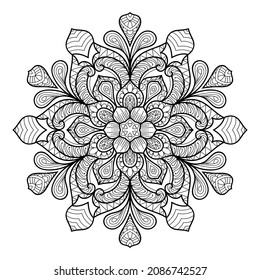 Decorative Mandala page zen tangle design colouring book page for adults vector illustration template Vintage, pattern, decorative, elements, Henna, Mehndi