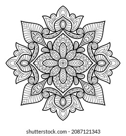Página de Mandala decorativa página de libros de diseño zen para adultos modelo de ilustración vectorial Vintage, patrón, decorativo, elementos, Henna, Mehndi