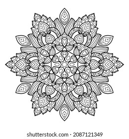 Página de Mandala decorativa página de libros de diseño zen para adultos modelo de ilustración vectorial Vintage, patrón, decorativo, elementos, Henna, Mehndi