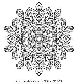 Página de Mandala decorativa página de libros de diseño zen para adultos modelo de ilustración vectorial Vintage, patrón, decorativo, elementos, Henna, Mehndi