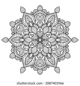 Decorative Mandala page zen tangle design colouring book page for adults vector illustration template Vintage, pattern, decorative, elements, Henna, Mehndi