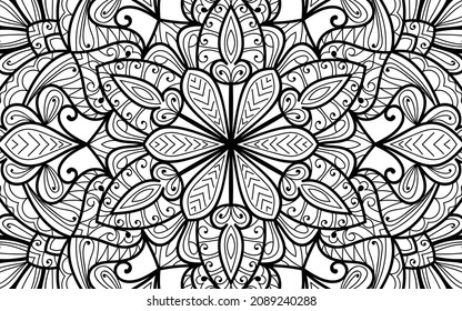 Decorative Mandala page zen tangle design colouring book page for adults vector illustration template Vintage, pattern, decorative, elements, Henna, Mehndi