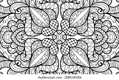 Página de Mandala decorativa página de libros de diseño zen para adultos modelo de ilustración vectorial Vintage, patrón, decorativo, elementos, Henna, Mehndi