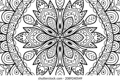 Decorative Mandala page zen tangle design colouring book page for adults vector illustration template Vintage, pattern, decorative, elements, Henna, Mehndi