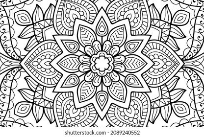 Decorative Mandala page zen tangle design colouring book page for adults vector illustration template Vintage, pattern, decorative, elements, Henna, Mehndi