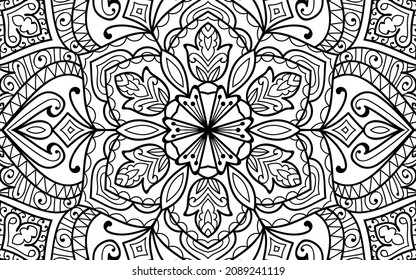 Página de Mandala decorativa página de libros de diseño zen para adultos modelo de ilustración vectorial Vintage, patrón, decorativo, elementos, Henna, Mehndi