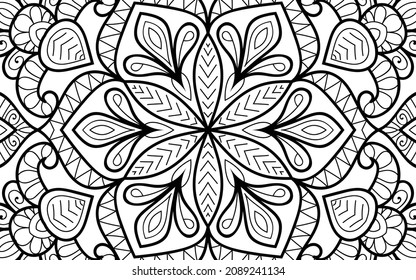 Página de Mandala decorativa página de libros de diseño zen para adultos modelo de ilustración vectorial Vintage, patrón, decorativo, elementos, Henna, Mehndi
