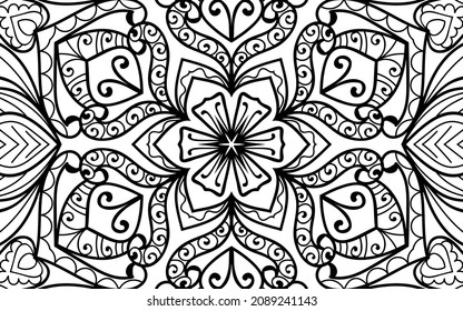 Página de Mandala decorativa página de libros de diseño zen para adultos modelo de ilustración vectorial Vintage, patrón, decorativo, elementos, Henna, Mehndi