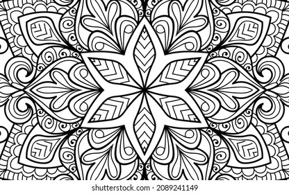 Decorative Mandala page zen tangle design colouring book page for adults vector illustration template Vintage, pattern, decorative, elements, Henna, Mehndi