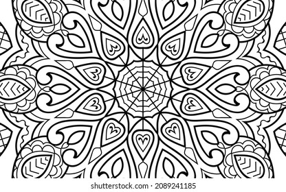 Decorative Mandala page zen tangle design colouring book page for adults vector illustration template Vintage, pattern, decorative, elements, Henna, Mehndi