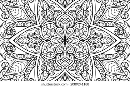 Decorative Mandala page zen tangle design colouring book page for adults vector illustration template Vintage, pattern, decorative, elements, Henna, Mehndi