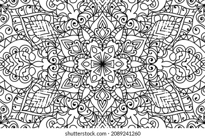 Decorative Mandala page zen tangle design colouring book page for adults vector illustration template Vintage, pattern, decorative, elements, Henna, Mehndi