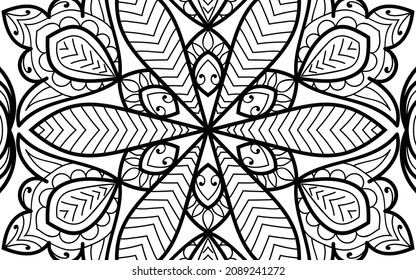 Decorative Mandala page zen tangle design colouring book page for adults vector illustration template Vintage, pattern, decorative, elements, Henna, Mehndi