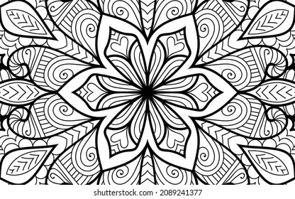 Decorative Mandala page zen tangle design colouring book page for adults vector illustration template Vintage, pattern, decorative, elements, Henna, Mehndi