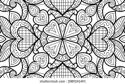 Decorative Mandala page zen tangle design colouring book page for adults vector illustration template Vintage, pattern, decorative, elements, Henna, Mehndi