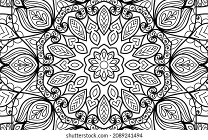 Página de Mandala decorativa página de libros de diseño zen para adultos modelo de ilustración vectorial Vintage, patrón, decorativo, elementos, Henna, Mehndi