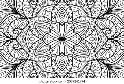 Decorative Mandala page zen tangle design colouring book page for adults vector illustration template Vintage, pattern, decorative, elements, Henna, Mehndi