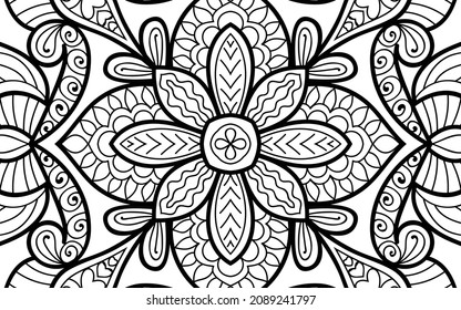 Decorative Mandala page zen tangle design colouring book page for adults vector illustration template Vintage, pattern, decorative, elements, Henna, Mehndi