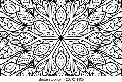 Decorative Mandala page zen tangle design colouring book page for adults vector illustration template Vintage, pattern, decorative, elements, Henna, Mehndi
