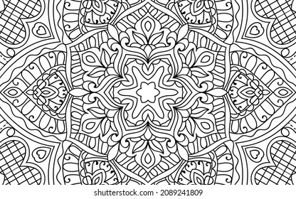 Decorative Mandala page zen tangle design colouring book page for adults vector illustration template Vintage, pattern, decorative, elements, Henna, Mehndi