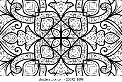 Decorative Mandala page zen tangle design colouring book page for adults vector illustration template Vintage, pattern, decorative, elements, Henna, Mehndi