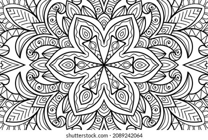 Decorative Mandala page zen tangle design colouring book page for adults vector illustration template Vintage, pattern, decorative, elements, Henna, Mehndi