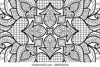 Página de Mandala decorativa página de libros de diseño zen para adultos modelo de ilustración vectorial Vintage, patrón, decorativo, elementos, Henna, Mehndi