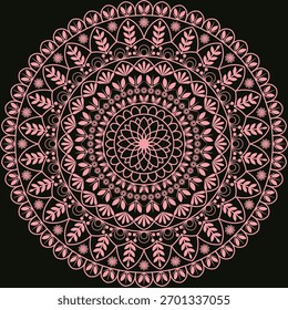 Arte de patrón de mandala decorativo | Ornamento Abstractas de geometría floral | Vector de simetría boho sagrado | Obra de arte decorativa espiritual para meditación y diseño de interiores
