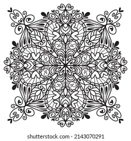 Decorative Mandala pattern for Coloring book, Art wallpaper design, Decorative frame ornament, Mini heart mandala pattern.