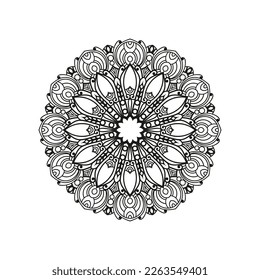 Decorative mandala and pattern for Mehndi, wedding, tattoo, islam, indian, arabic. Outline mandalas coloring book page.
