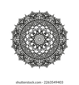 Decorative mandala and pattern for Mehndi, wedding, tattoo, islam, indian, arabic. Outline mandalas coloring book page.
