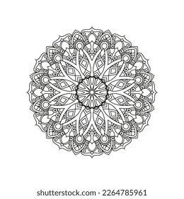 Decorative mandala and pattern for Mehndi, wedding, tattoo, islam, indian, arabic. Outline mandalas coloring book page.
