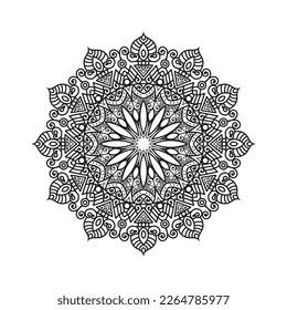 Dekorative Mandala und Muster für Mehndi, Hochzeit, Tattoo, Islam, indian, arabisch. Umriss Mandalas Farbbuchseite.
