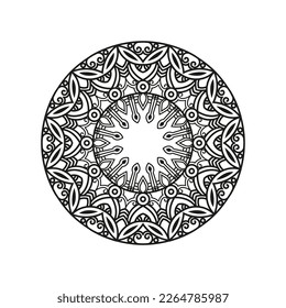 Decorative mandala and pattern for Mehndi, wedding, tattoo, islam, indian, arabic. Outline mandalas coloring book page.
