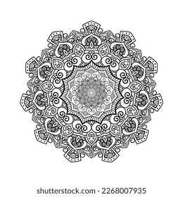 Dekorative Mandala und Muster für Mehndi, Hochzeit, Tattoo, Islam, indian, arabisch. Umriss Mandalas Farbbuchseite.
