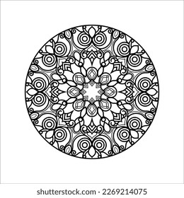 Dekorative Mandala und Muster für Mehndi, Hochzeit, Tattoo, Islam, indian, arabisch. Umriss Mandalas Farbbuchseite.
