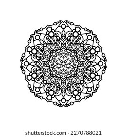 Decorative mandala and pattern for Mehndi, wedding, tattoo, islam, indian, arabic. Outline mandalas coloring book page.
