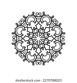Decorative mandala and pattern for Mehndi, wedding, tattoo, islam, indian, arabic. Outline mandalas coloring book page.
