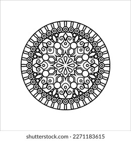 Mandala decorativa y patrón para Mehndi, boda, tatuaje, islam, indio, árabe. Esquema de la página del libro de colorear mandalas.
