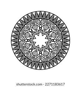 Mandala decorativa y patrón para Mehndi, boda, tatuaje, islam, indio, árabe. Esquema de la página del libro de colorear mandalas.
