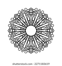 Dekorative Mandala und Muster für Mehndi, Hochzeit, Tattoo, Islam, indian, arabisch. Umriss Mandalas Farbbuchseite.
