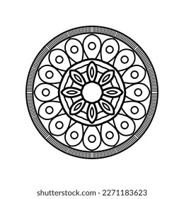 Mandala decorativa y patrón para Mehndi, boda, tatuaje, islam, indio, árabe. Esquema de la página del libro de colorear mandalas.
