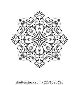 Decorative mandala and pattern for Mehndi, wedding, tattoo, islam, indian, arabic. Outline mandalas coloring book page.
