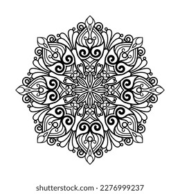Decorative mandala and pattern for Mehndi, wedding, tattoo, islam, indian, arabic. Outline mandalas coloring book page.
